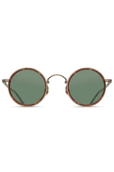 MATSUDA M3100-i col. AG-DBR - LIMITED EDITION - a round style crafted of titanium and accented with a thin acetate insert